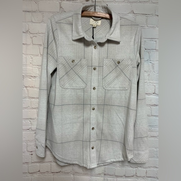 Thread & Supply Tops - NEW Thread & Supply Light Gray Super Soft Plaid Shirt Top Size XS